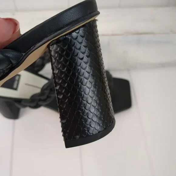 Dolce Vita Paily Black Stella Braided Straps Slip On Heeled Sandals Size 10 - Picture 3 of 13